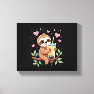 Toile Thé au lait bulles Boba Sloth Mignon Kawaii Femmes