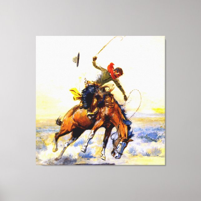 Toile « The Bucker » Art occidental de Charles M Russell (Recto)