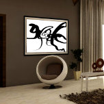 Toile The Divers: Abstract Black and White<br><div class="desc">Abstract Print with Achromatic Black and White Color Scheme</div>