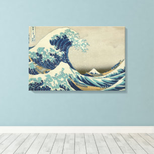 Toile The Great Wave by Hokusai, Vintage Wood Block Art