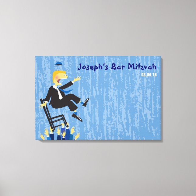 Toile The Hora Chair Dance Bar Mitzvah Sign-In Board (Recto)