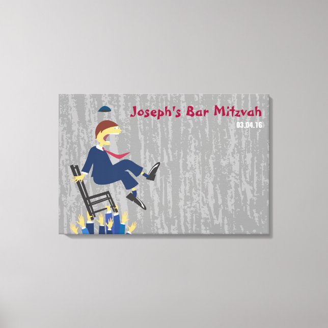 Toile The Hora Chair Dance Bar Mitzvah Sign-In Board (Recto)
