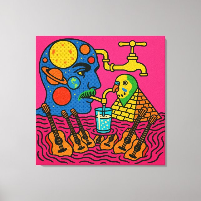 Toile The Solar System Person and the Pyramid Parakeet (Recto)