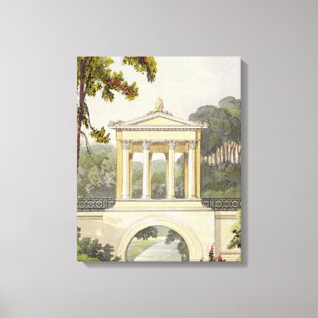 Toile The Temple Bridge, from Ackermann's Repository (Recto)