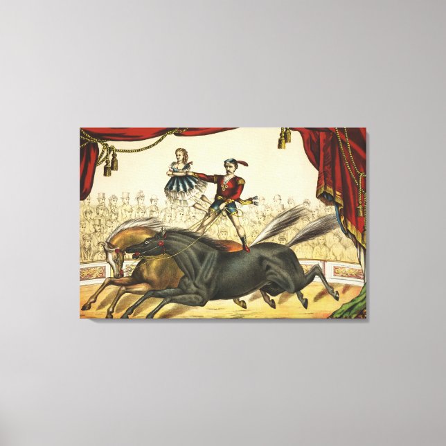 Toile The Two Horse Act, Circus Performance, vers 1874. (Recto)