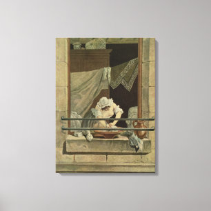 Toile The Washerwoman, gravée par J. Laurent Julien (c1