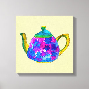 Toile Théière à aquarelle