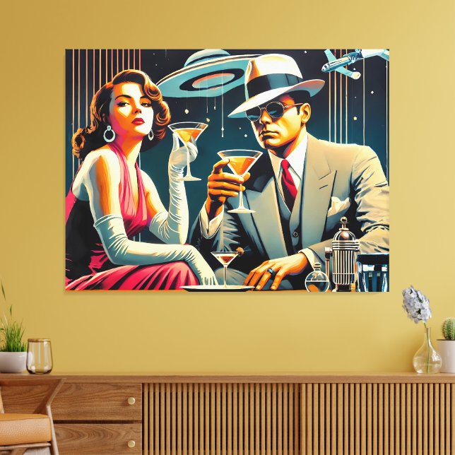 Toile Thème Gangster Martini de l'ère spatiale Las Vegas (Insitu(Salon))