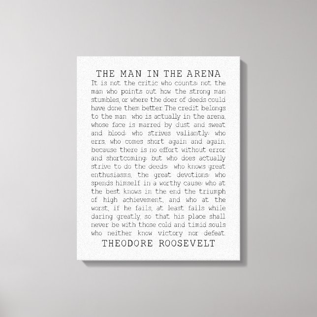Toile Theodore Roosevelt Cite L'Homme Dans L'Arène (Recto)