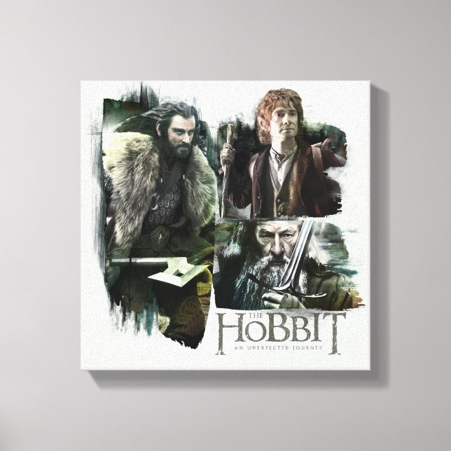 Toile THORIN OAKENSHIELD™, BILBO BAGGINS™, & Gandalf Art (Recto)