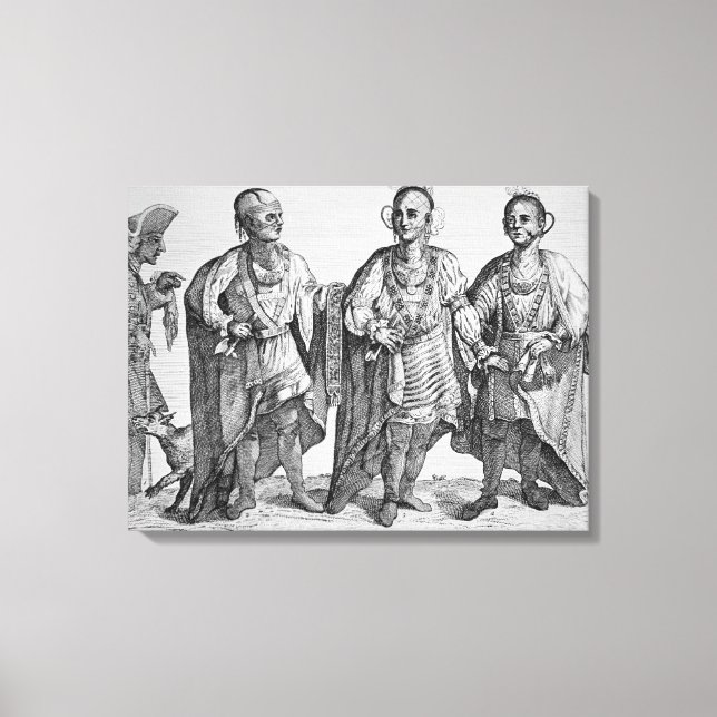 Toile Three American Cherokee Chiefs, 1762 (gravure) (Recto)
