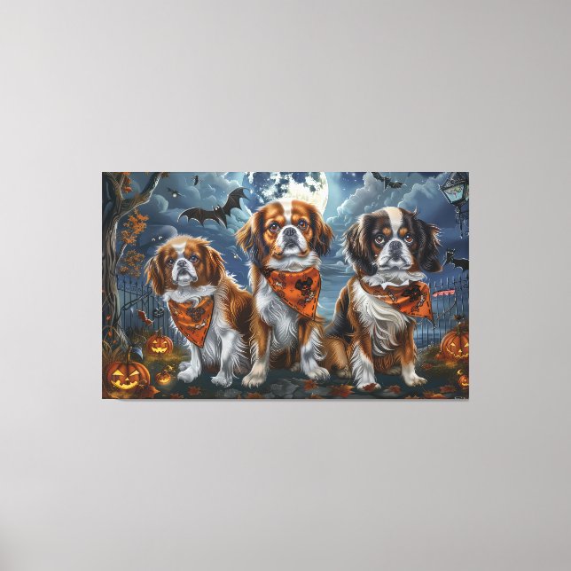 Toile Tibetan Spaniel Halloween Effrayant  (Recto)