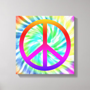 Toile Tie Tee Peace Sign Canvas Imprimer