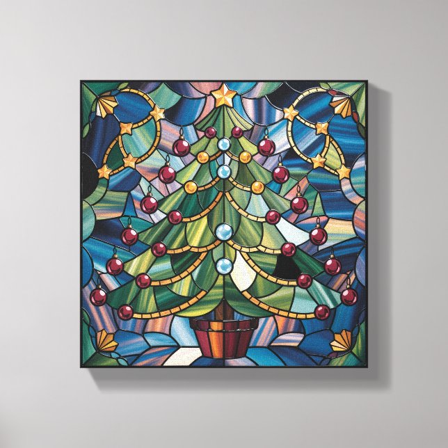 Toile Tiffany-Style Stained Glass Christmas Tree (Recto)