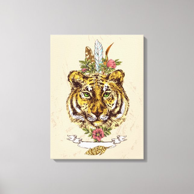 Toile Tiger Boho Style Portrait (Recto)