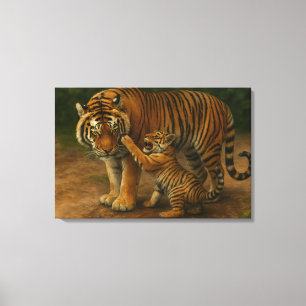 Toile Tiger Tenderness - Parent et Cub en Forêt