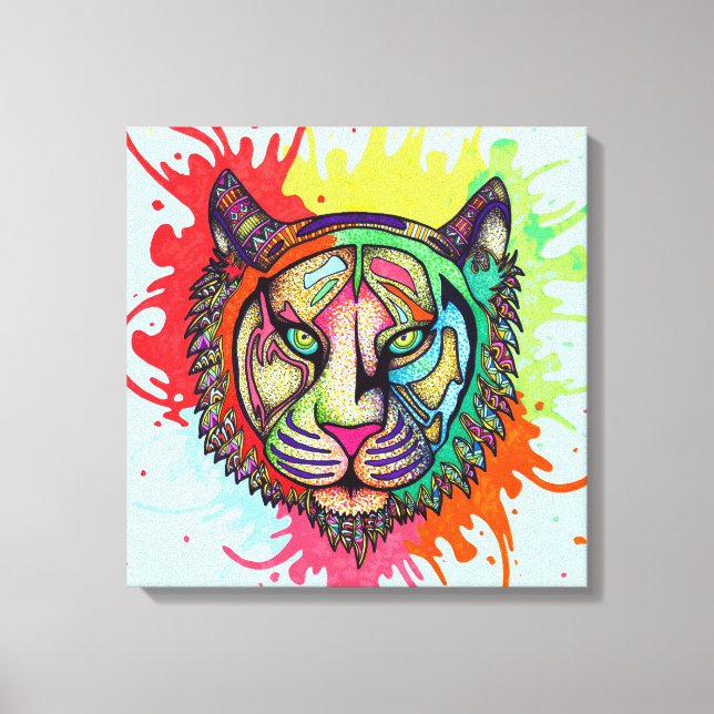 Toile Tigre arc-en-ciel (Recto)