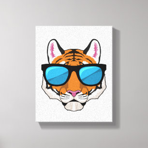 Toile Tigre avec lunettes de soleil