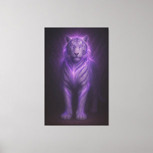 Toile Tigre blanc Aura Bleu Royal – Présence Suprême