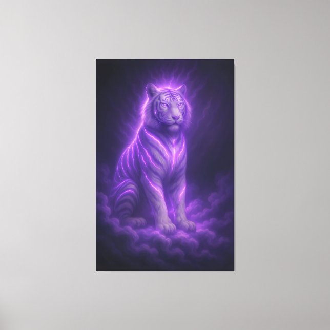 Toile Tigre blanc Azure Thunder – Majesté céleste (Recto)