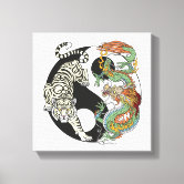 Tableau Moderne Yin Yang Sur Toile - Décoration Murale Idéale Pour Bureau Ou Salon, Fait Main