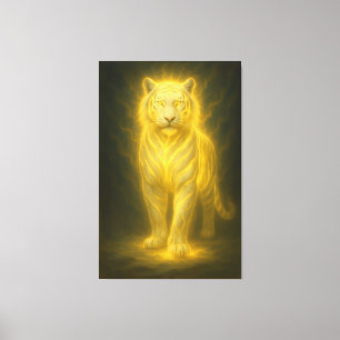 Toile Tigre Blanc Divin Doré – Art Fantastique de Luxe