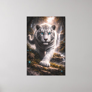 Toile Tigre Blanc en Mouvement – Série d'Art ManJiangHon