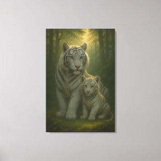 Toile Tigre Blanc – Gardien de la Lumière – ManJiangHong
