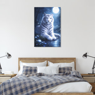 Toile Tigre Blanc Gardien – Force Silencieuse et Douceur