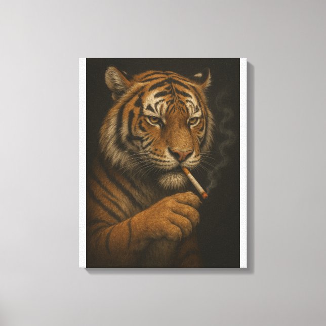 Toile Tigre Cool avec une Cigarette (Recto)