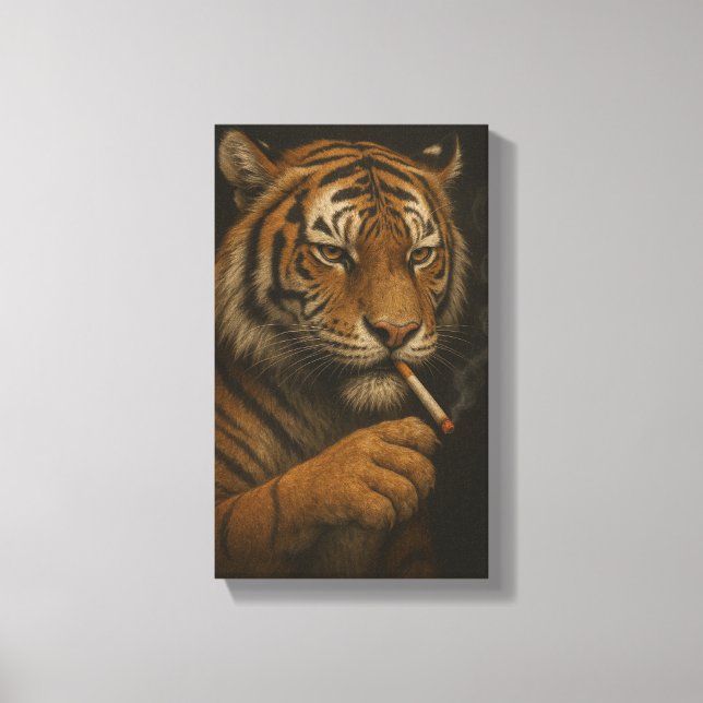 Toile Tigre Cool avec une Cigarette (Recto)