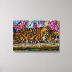 Toile Tigre couchant