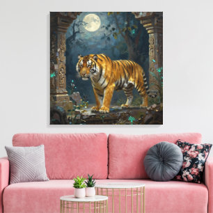 Toile Tigre dans les dunes anciennes sous la pleine lune