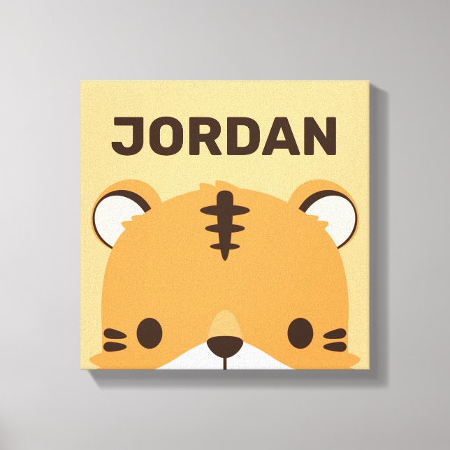 Toile Tigre Mignon avec Nom Personnalisé (Recto)