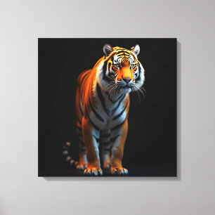 Toile Tigre pleine taille de haute qualité sur noir 