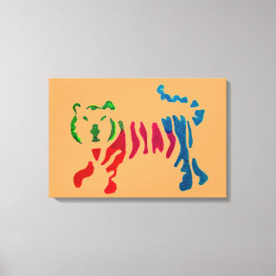 Toile Tigre rayé arc-en-ciel