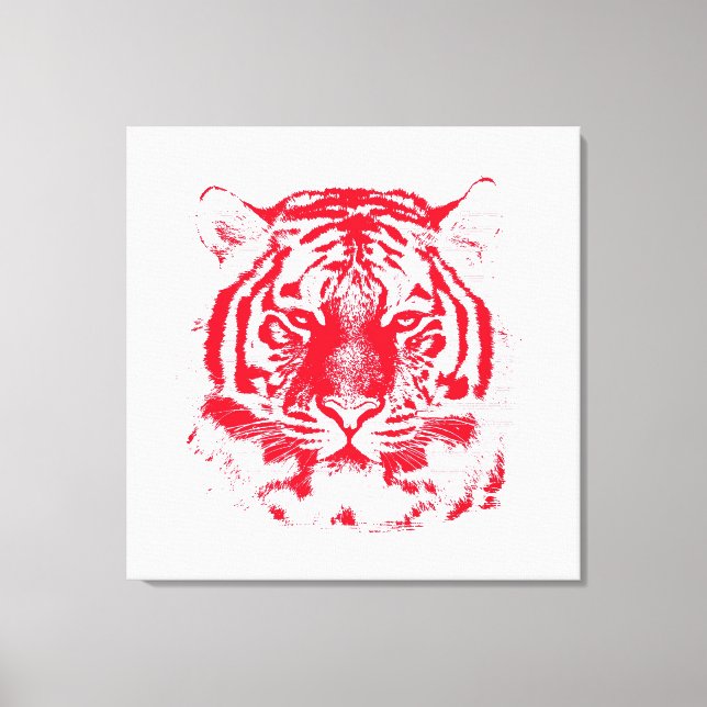 Toile Tigre rouge et blanc face rapprochée (Recto)