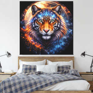 Toile Tigre sacré – Équilibre cosmique Ventilateur de