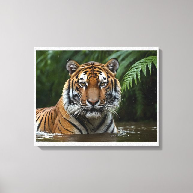 Toile Tigre sous pluie de mousson (Recto)