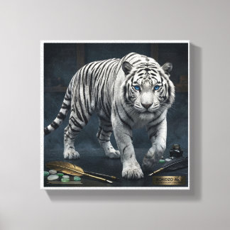 Toile Tigre Souverain" Tigre Blanc Majestueux Beaux-Arts