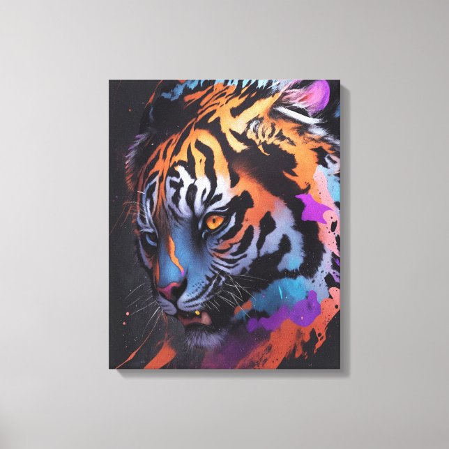 Toile Tigre | Tigre coloré dessin Abstrait (Recto)