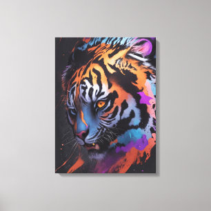Toile Tigre   Tigre coloré dessin Abstrait