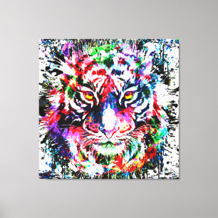 Toile Tigre   Tigre coloré   Faux d'art Abstrait