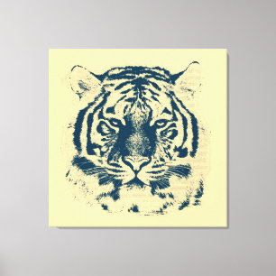 Toile Tigre vintage, visage gros