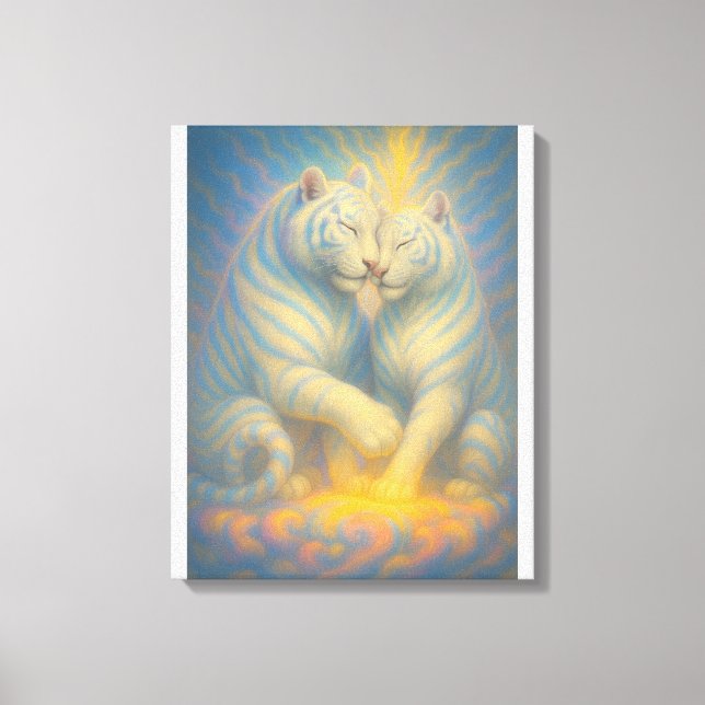 Toile Tigres Blancs Jumeaux Célestes – Amour Divin & Esp (Recto)