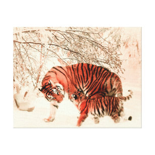Toile Tigres dans la neige