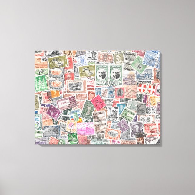 Toile Timbres du monde entier, Canvas Art Unique (Recto)