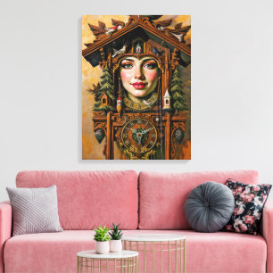 Toile "Timeless Muse" - Portrait de l'horloge de la cabi