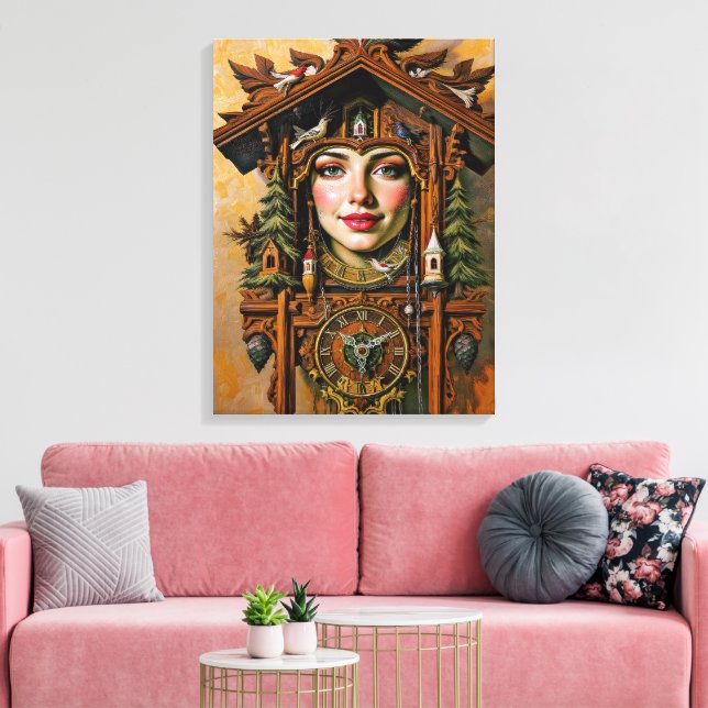 Toile "Timeless Muse" - Portrait de l'horloge de la cabi (Insitu(Salon))