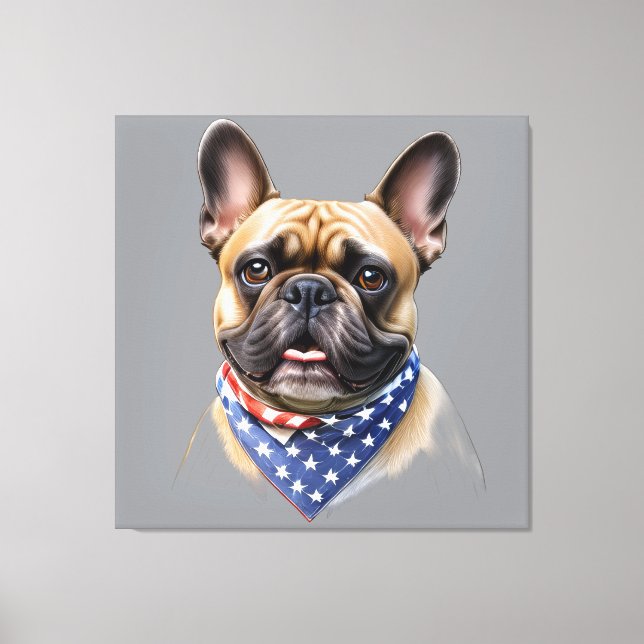 Toile Tissu de cou de bouledogue français Fête du Travai (Recto)